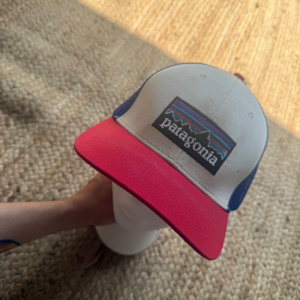 Patagonia P-6 Logo Trucker Hat Red White Blue Mesh Snapback Cap Organic Cotton